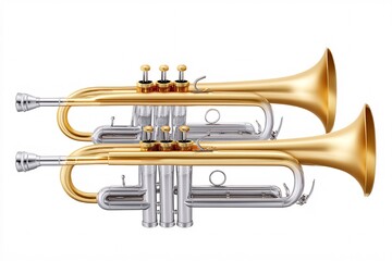 Naklejka premium trumpet brass musical instrument set, isolated minimal