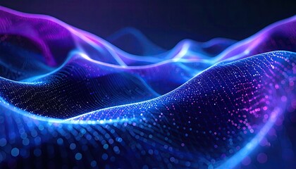 Abstract wavy digital form, vibrant purple-blue