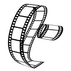 Naklejka premium Curled film strip isolated on white background in vintage style 