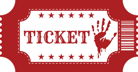 Horror Event Ticket with Bloody Handprint