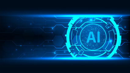 Artificial intelligence technology abstract digital tech circuit conncept blue background