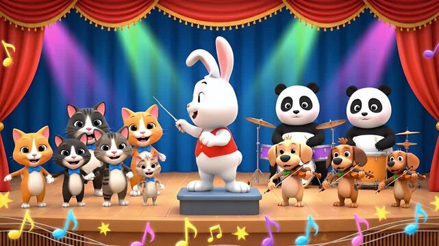 Cute Animals Perform on Stage: A Musical Show