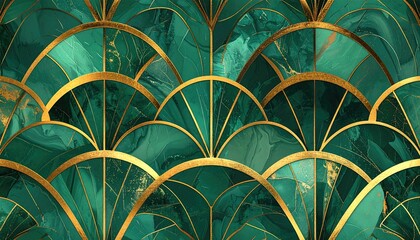 Emerald green and gold art deco pattern (1)