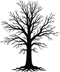 Obraz premium Vector Silhouette of leafless winter tree illustration graphic design Illustrator