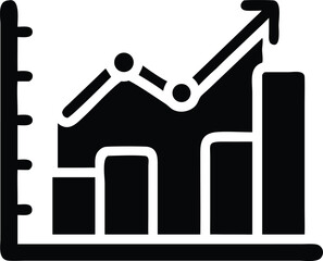 Upward trend is clearly visible in the black bar chart with arrow
