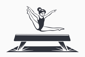 Young gymnast executes a perfect leap on balance beam during training routine