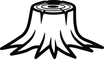 Vector tree stump bark silhouette isolated on white background Illustrator