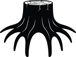 Vector Tree stump natural weathered black log silhouette Illustrator