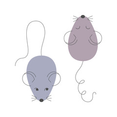 Cute doodle mice characters. Mice isolated on white background. Vector illustration