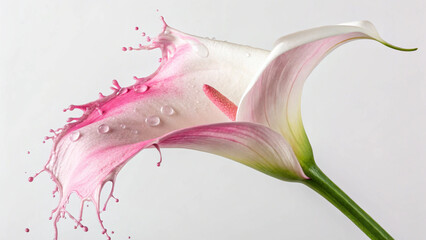 Elegant Calla Lily with an artistic splash of vibrant pink.