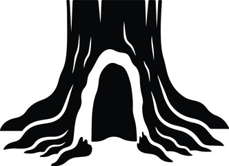Vector Tree trunk with a hollow silhouette Illustrator
