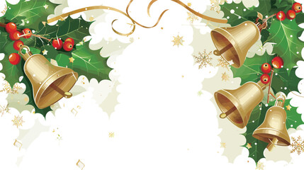 Bells and holly on white background vector illustration