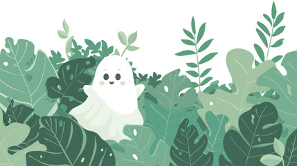 Cute ghost peeking around and checking the area illustration