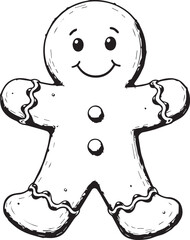 Gingerbread man drawing: A charming illustration of a gingerbread man, meticulously drawn in a traditional style, offering a sense of warmth and festive cheer. 