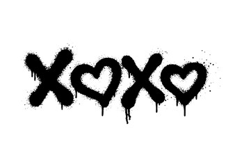 Xoxo sprayed with graffiti style. Vector illustration.