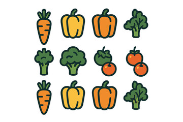 Assortment of fresh organic garden vegetables including carrots bell peppers broccoli and ripe tomatoes