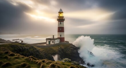 Obraz premium Lighthouse Stormy Coast.