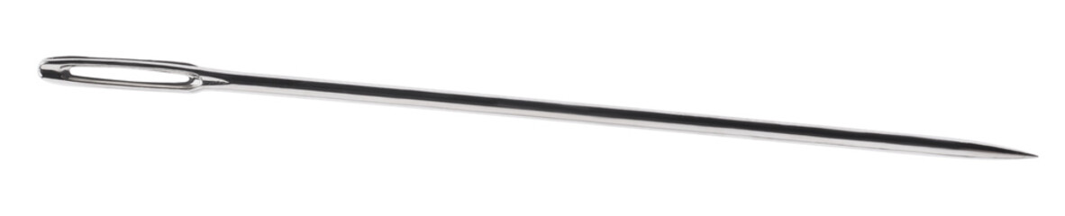 One needle isolated on white. Sewing supply