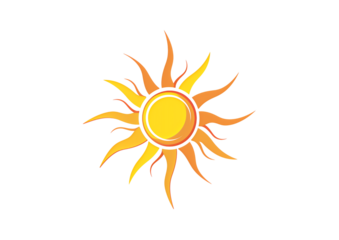 Sun icon in minimal flat design isolated on a transparent background