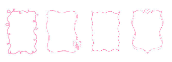 Whimsical frame with cute ribbon and bow in pastel pink design