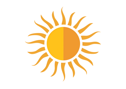 Sun icon in minimal flat design isolated on a transparent background