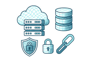 Modern digital information technology concepts with cloud data storage security and network connection symbols