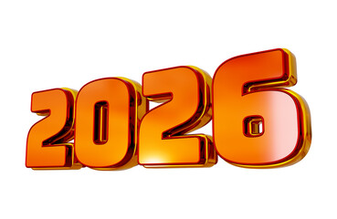 3D New Year 2026 Red Golden