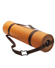 Yoga mat rolled with strap isolated on a transparent background