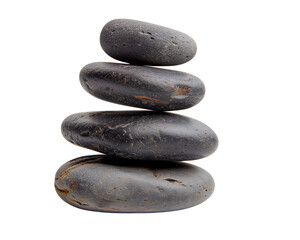 Zen stones stacked in balance isolated on a transparent background