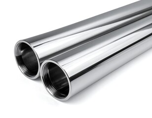 Polished metal pipes on white background (1)