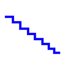 An asymmetrical blue staircase outline in transparent background png