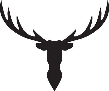 Deer Head Silhouette with Antlers Vector Illustration