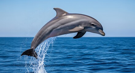 Fototapeta premium Dolphin Jumping Ocean. (2)