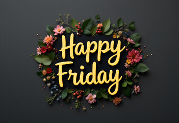 Happy Friday Floral Wreath Design