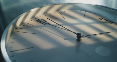 Time Lapse of Minimalist Wall Clock with Dial and Running Hour, Minute and Second Hands. Modern...