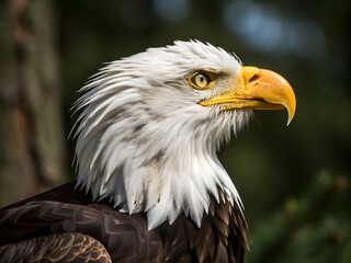 Fototapeta premium Majestic Bald Eagle Soaring Against a Dramatic Sunset Sky Silhouette