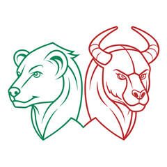 Minimalist line art vector illustration of a stock market bear symbol representing financial decline bearish trends and economic downturn in a clean modern graphic style