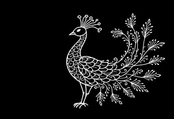 Ornamental Peacock Line Drawing © Fathur