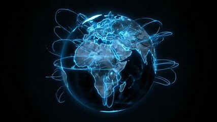 3D digital globe with network connections over blue background   - Powered by Adobe