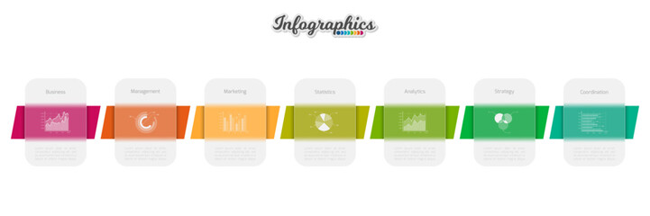 Infographic design template. Progress bar with translucent elements. Vector infographic illustration can be used for chart, diagram, web design, presentation, workflow layout