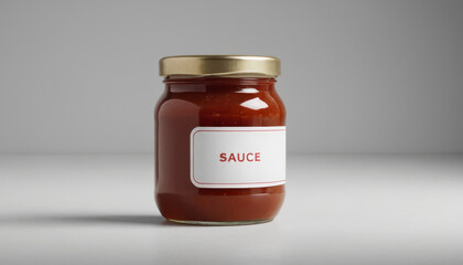 Sauce jar mockup with lid on a neutral background  