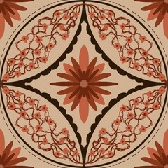 Autum Winter Pattern Background Illustration For Cover, Banner, Notes. Fall Winter Aesthetic Background.  Plant And Flower Pattern Background.