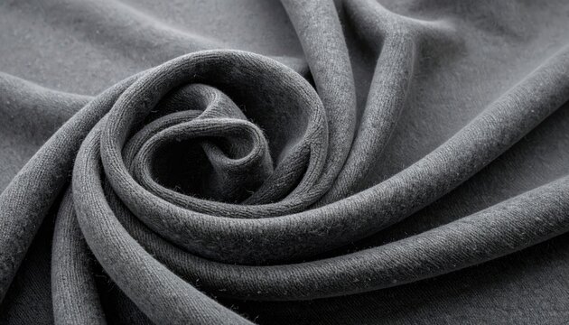 Gray fabric swirled in a circular pattern