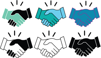 handshake vector. hand shaking clipart. vector logo set.
