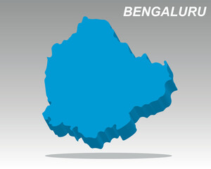 Modern 3D isometric vector map of Bengaluru city in trendy blue gradient design. Perfect for India travel guides and tech presentations featuring Bengaluru. Clean style for India business projects
