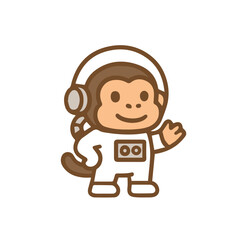 Astronaut Monkey with Headphones in Space Suit