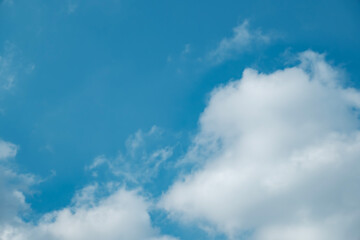 ふわふわした薄い雲と夏のようなさわやかな青空　風に流れる雲と美しい天気 秋の空	