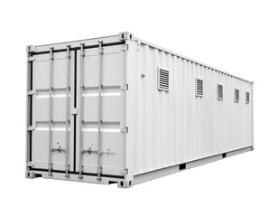 Modern Refrigerated Shipping Container with Cooling Unit Isolated on White