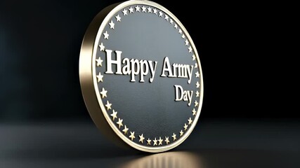 This short animation displays a commemorative badge for Army Day in the United States of America. It honors the us soldier. Appreciate and remember the flag