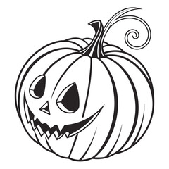 Spooky halloween jack o lantern silhouette with carved face and glowing eyes